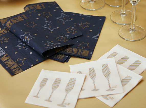 New Year napkins on a table